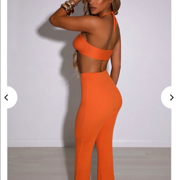 Babyboo bright Orange Kyana knit pant set - Picture 3 of 5